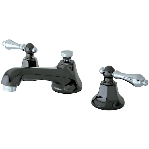 Widespread Bathroom Faucet with Brass PopUp, Black Stainless SteelPolished Chrome